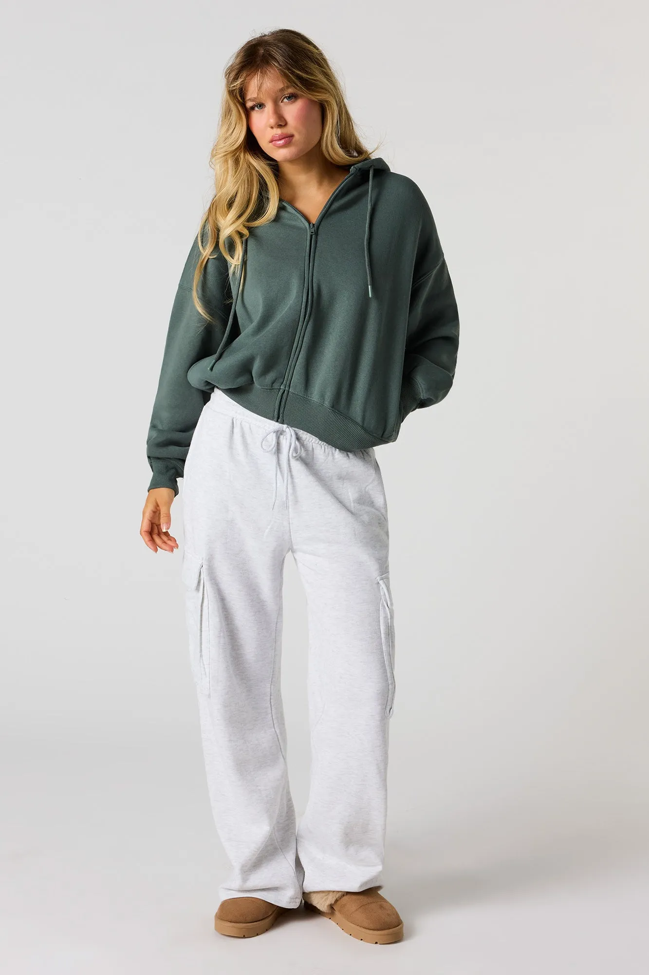 Boxy Fleece Zip-Up Hoodie sold by Urban Planet product image thumbnail 3