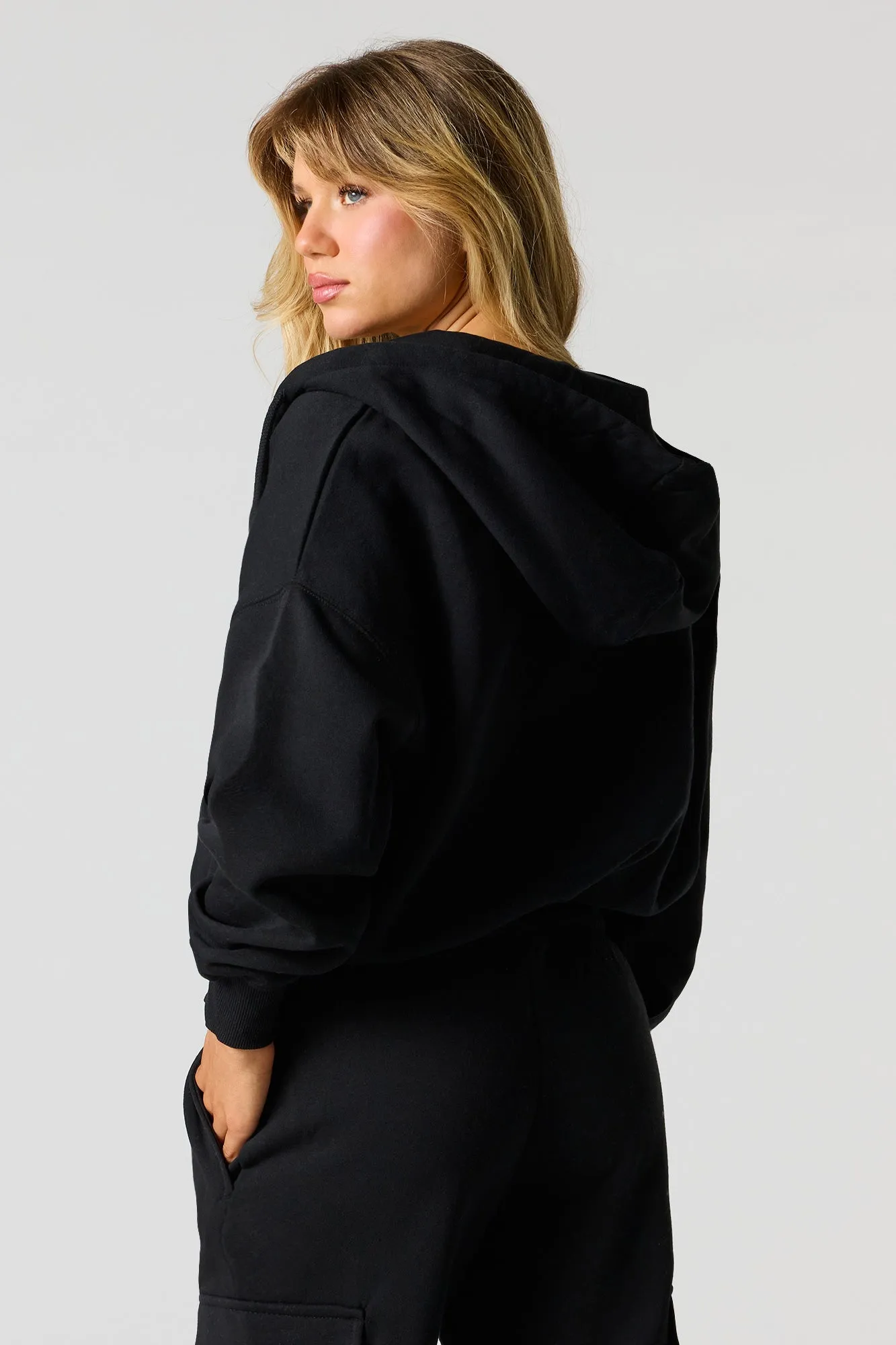 Boxy Fleece Zip-Up Hoodie sold by Urban Planet product image thumbnail 5