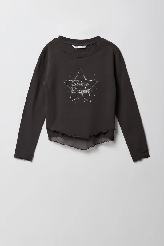 Girls Rhinestone Layered Long Sleeve Top sold by Urban Planet