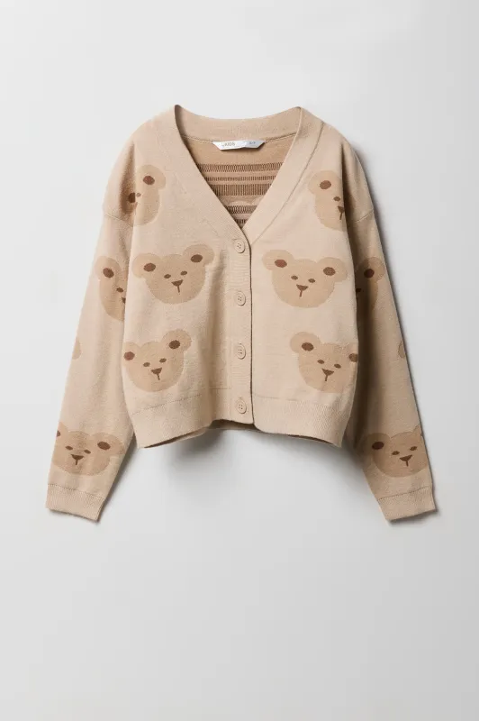 Girls Jacquard Knit Cardigan sold by Urban Planet