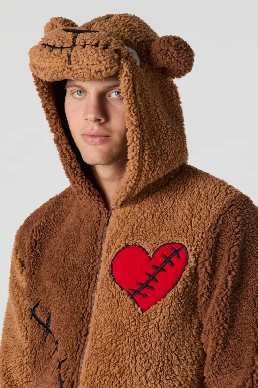 3D Heartbreak Bear Sherpa Onesie sold by Urban Planet