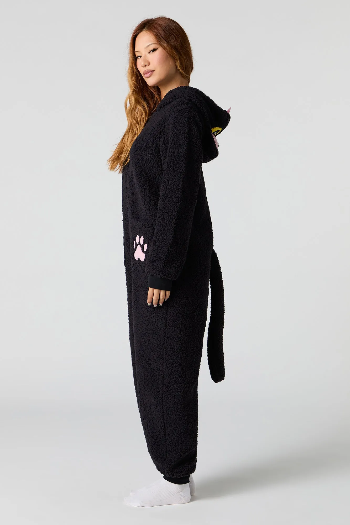 3D Black Cat Sherpa Onesie sold by Urban Planet product image thumbnail 3
