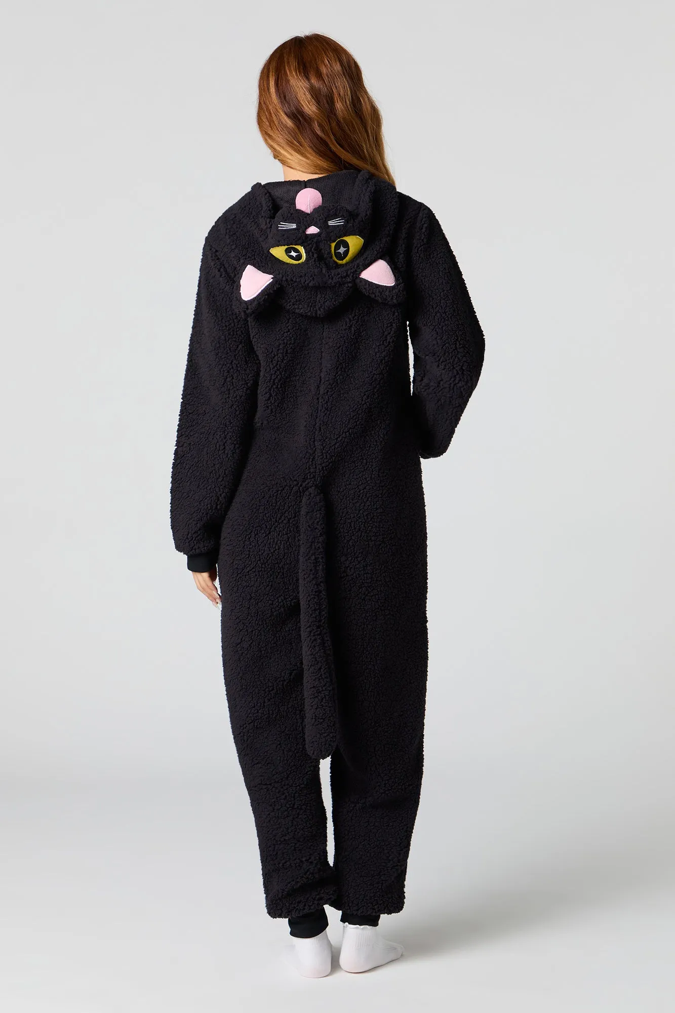 3D Black Cat Sherpa Onesie sold by Urban Planet product image thumbnail 4
