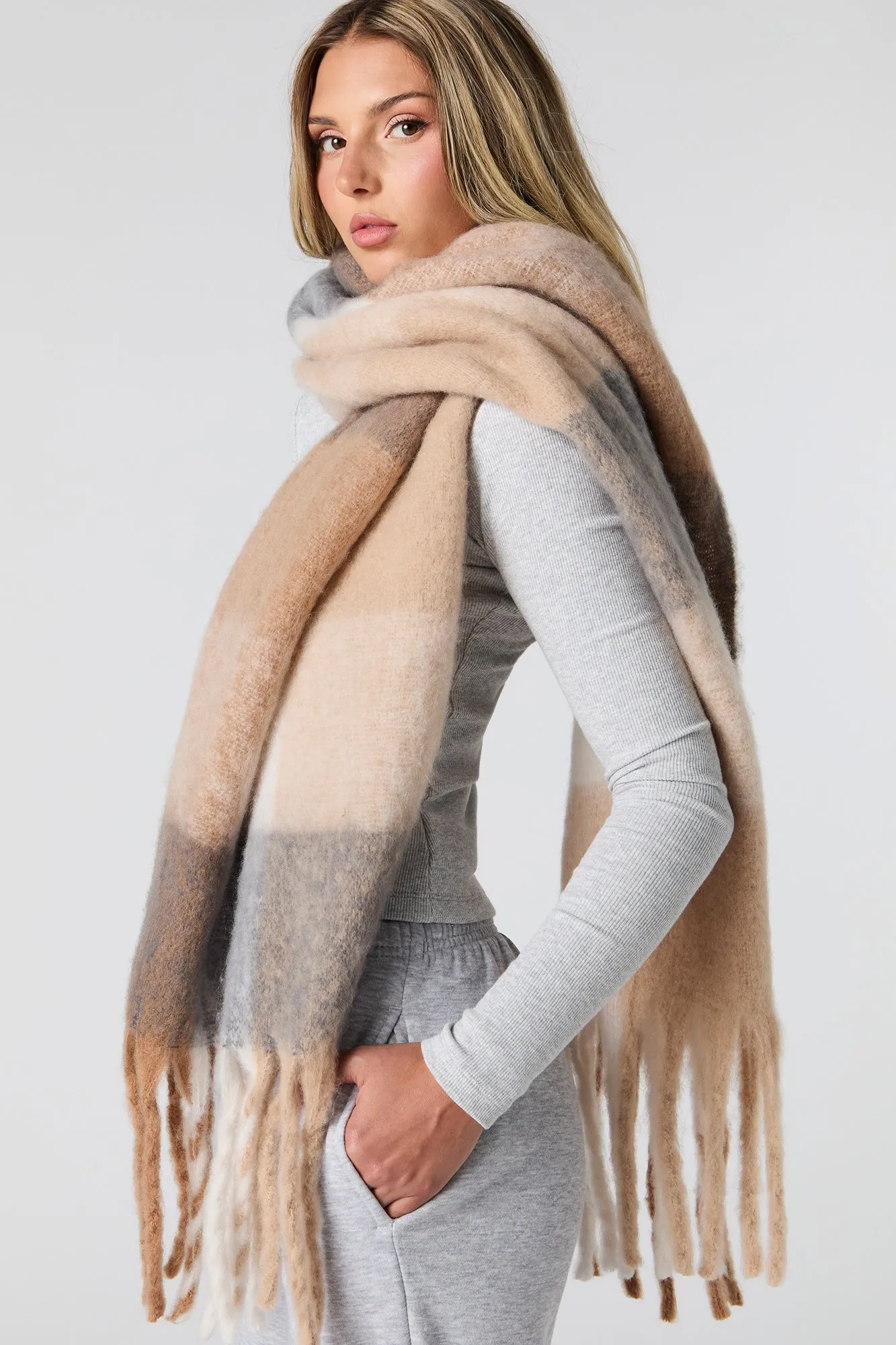 Plaid Bouclé Scarf sold by Urban Planet product image thumbnail 5