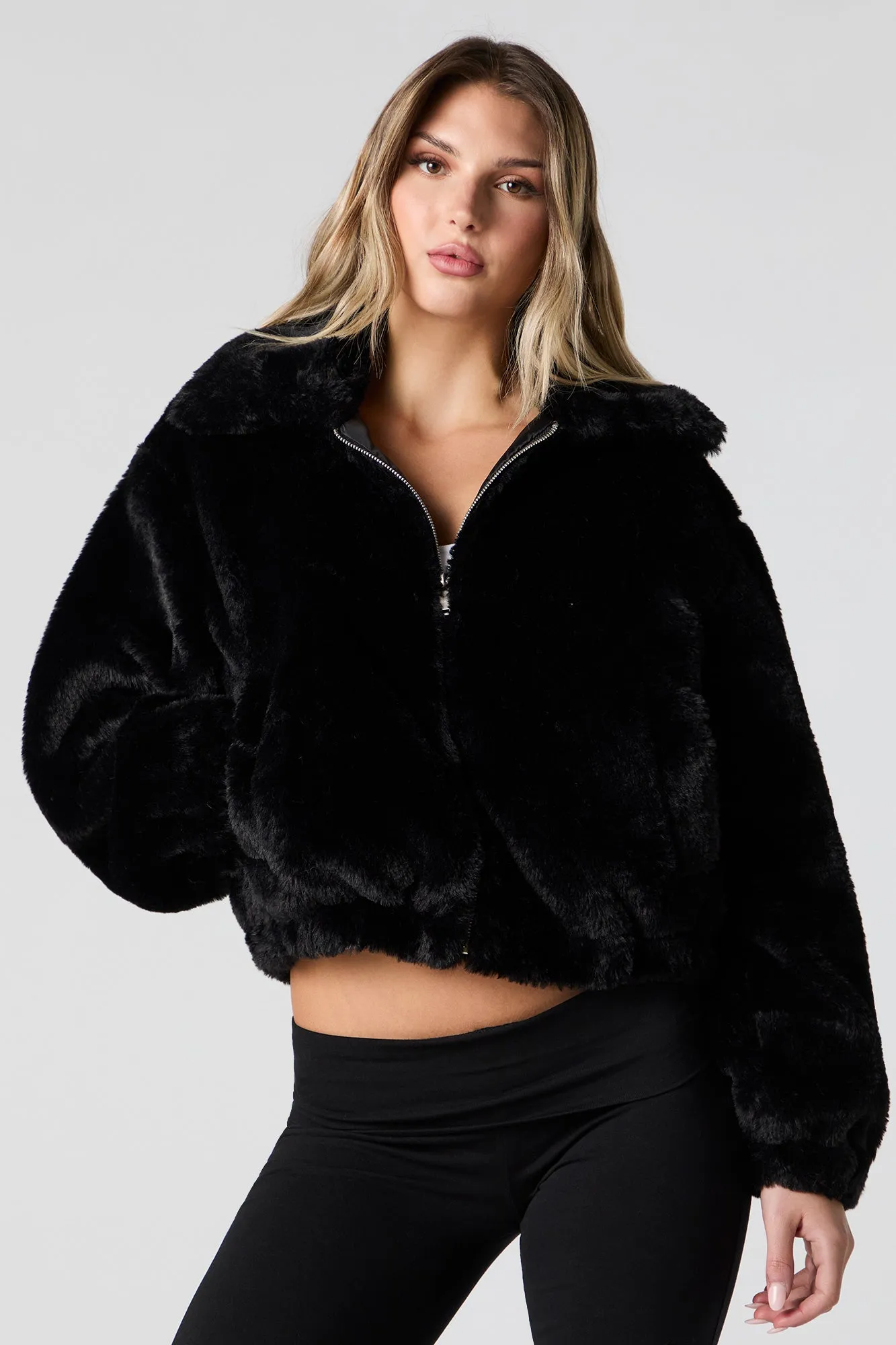 Faux Fur Collared Bomber Jacket sold by Urban Planet product image thumbnail 4