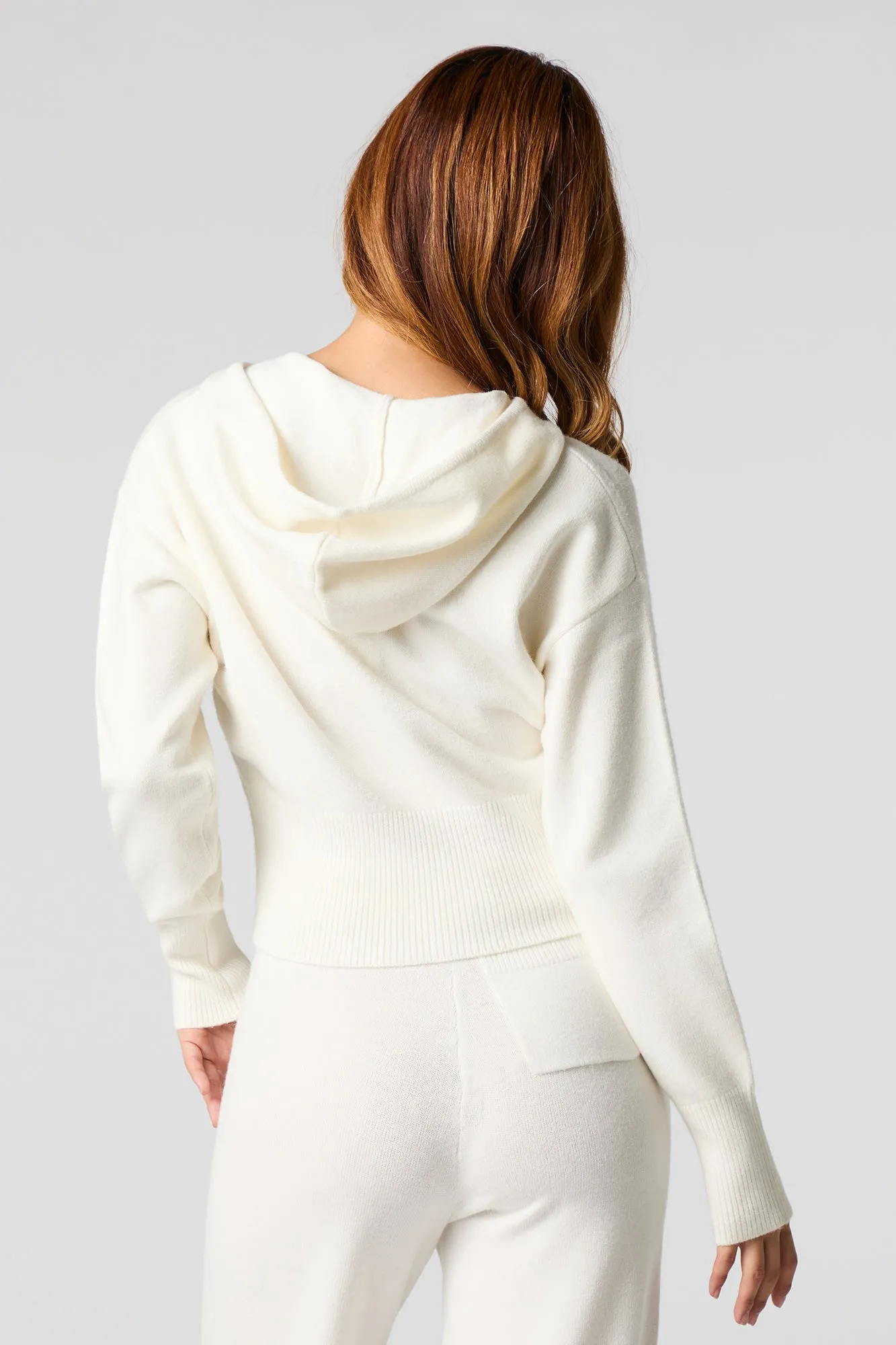 Embroidered Zip-Up Knit Hoodie sold by Urban Planet product image thumbnail 2