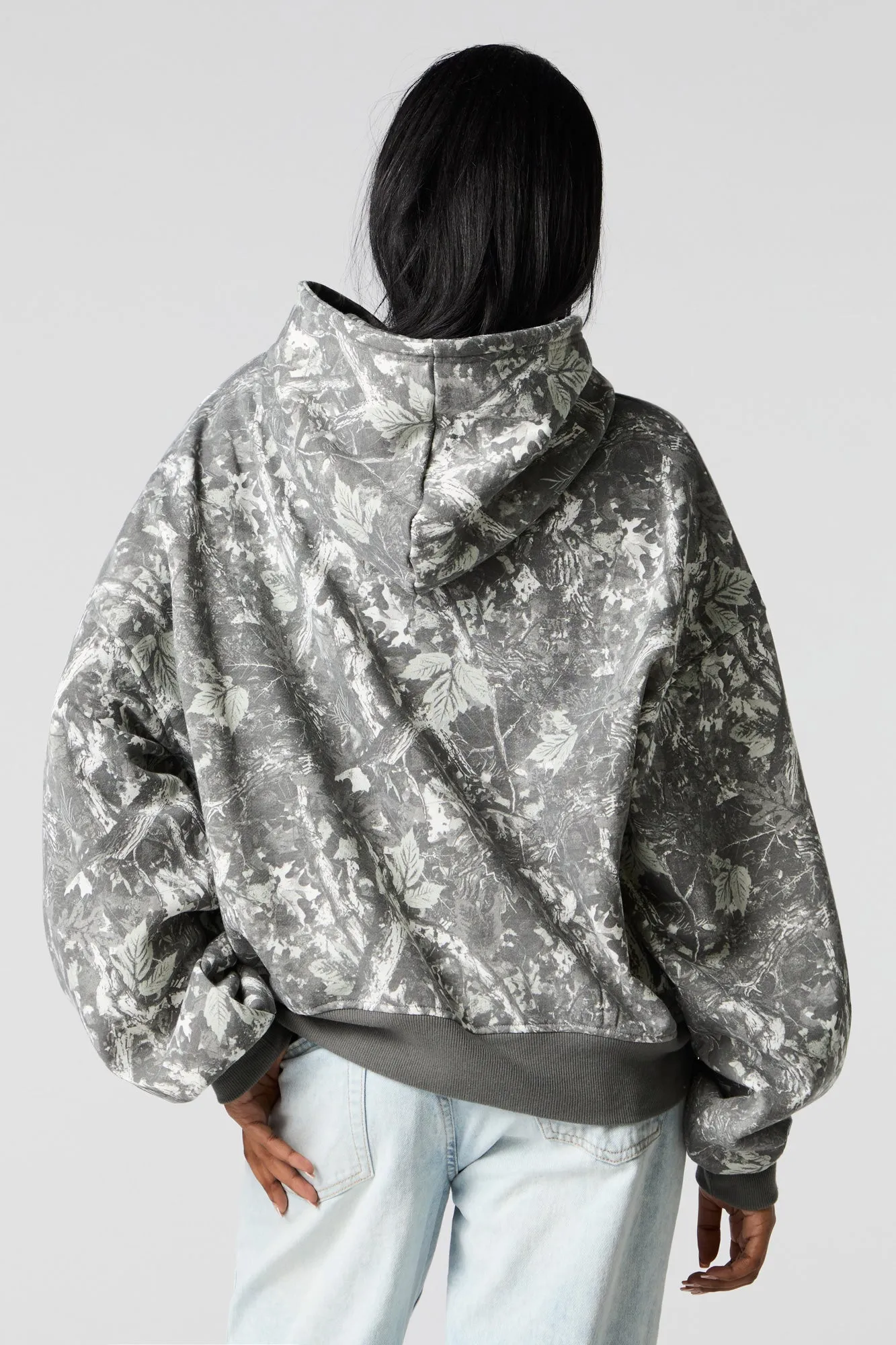 Camo Print Boxy Fleece Hoodie sold by Urban Planet product image thumbnail 2