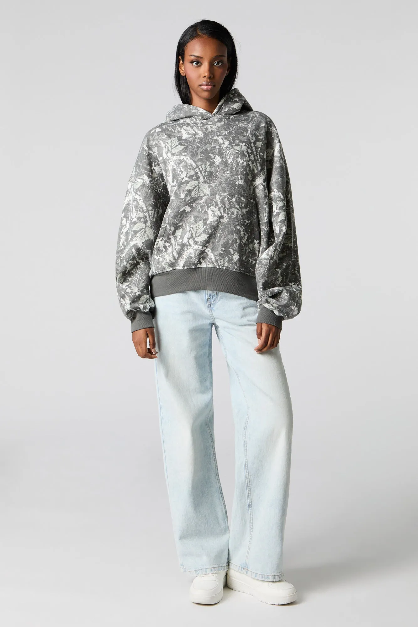 Camo Print Boxy Fleece Hoodie sold by Urban Planet product image thumbnail 3