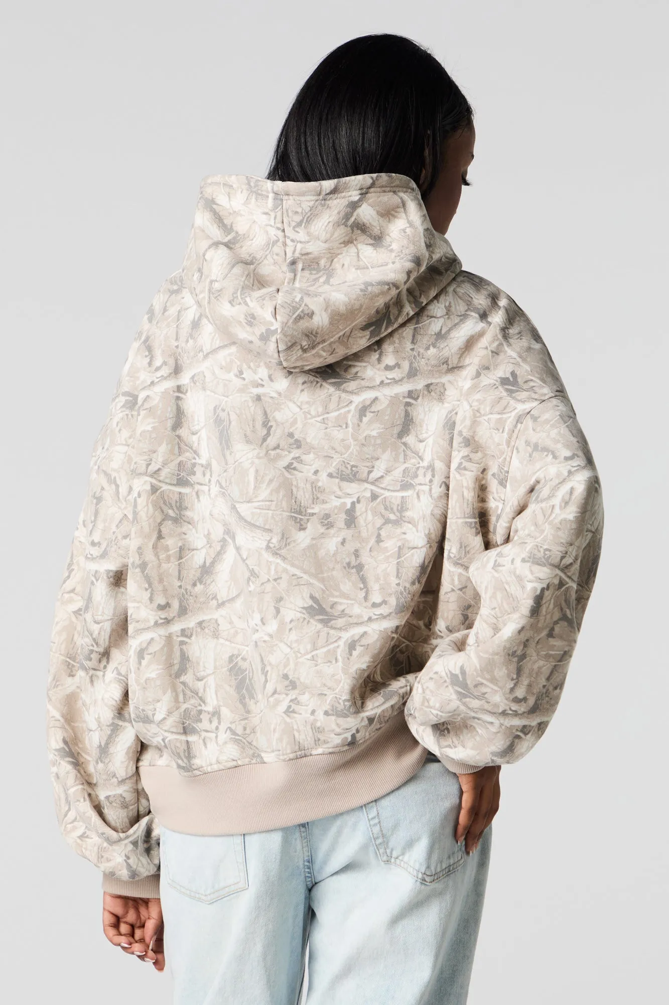 Camo Print Boxy Fleece Hoodie sold by Urban Planet product image thumbnail 5