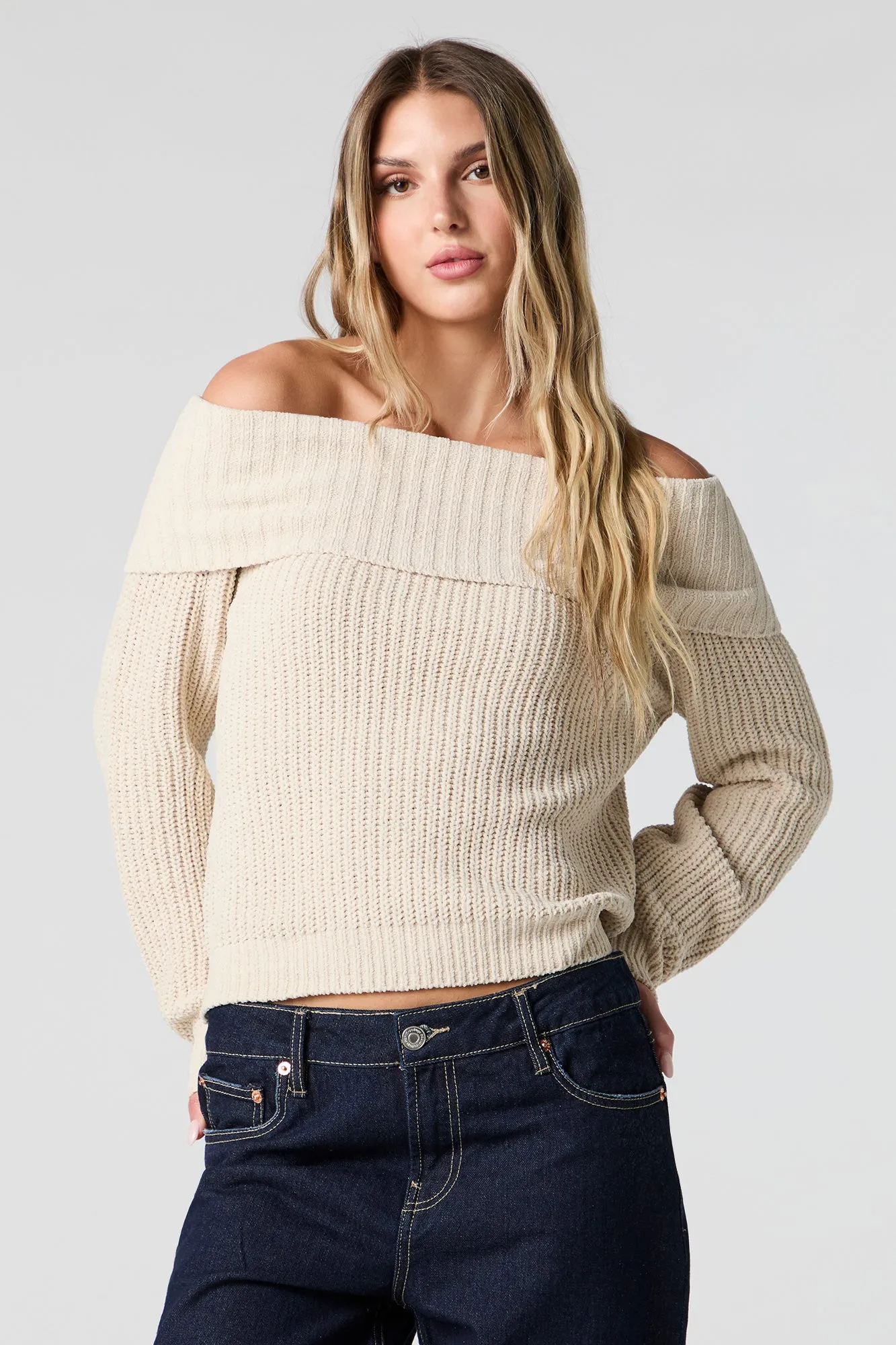 Foldover Off Shoulder Knit Sweater sold by Urban Planet product image thumbnail 4