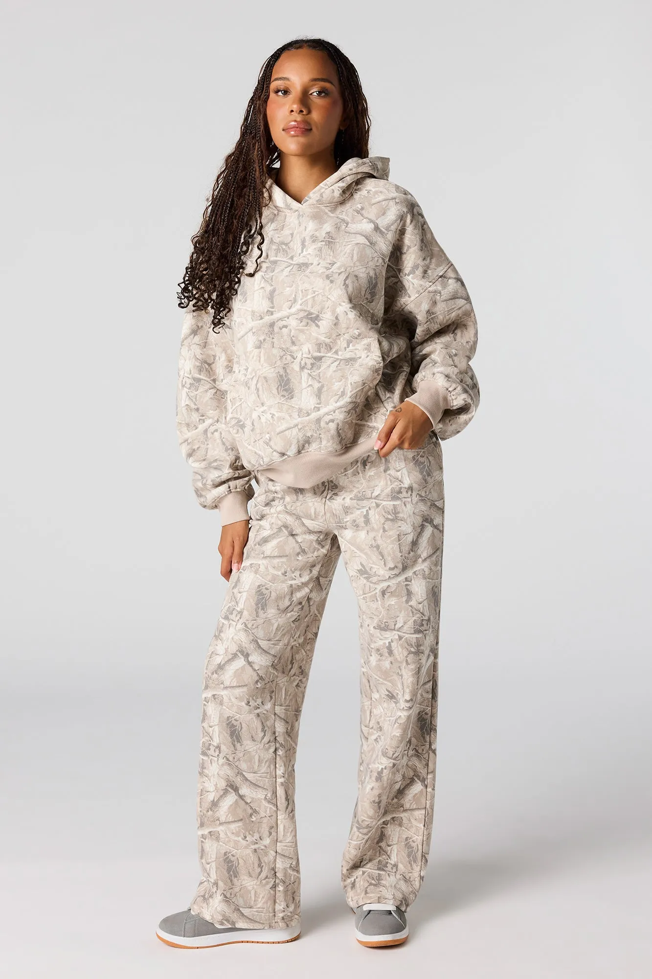 Camo Wide Leg Fleece Sweatpant sold by Urban Planet product image thumbnail 4