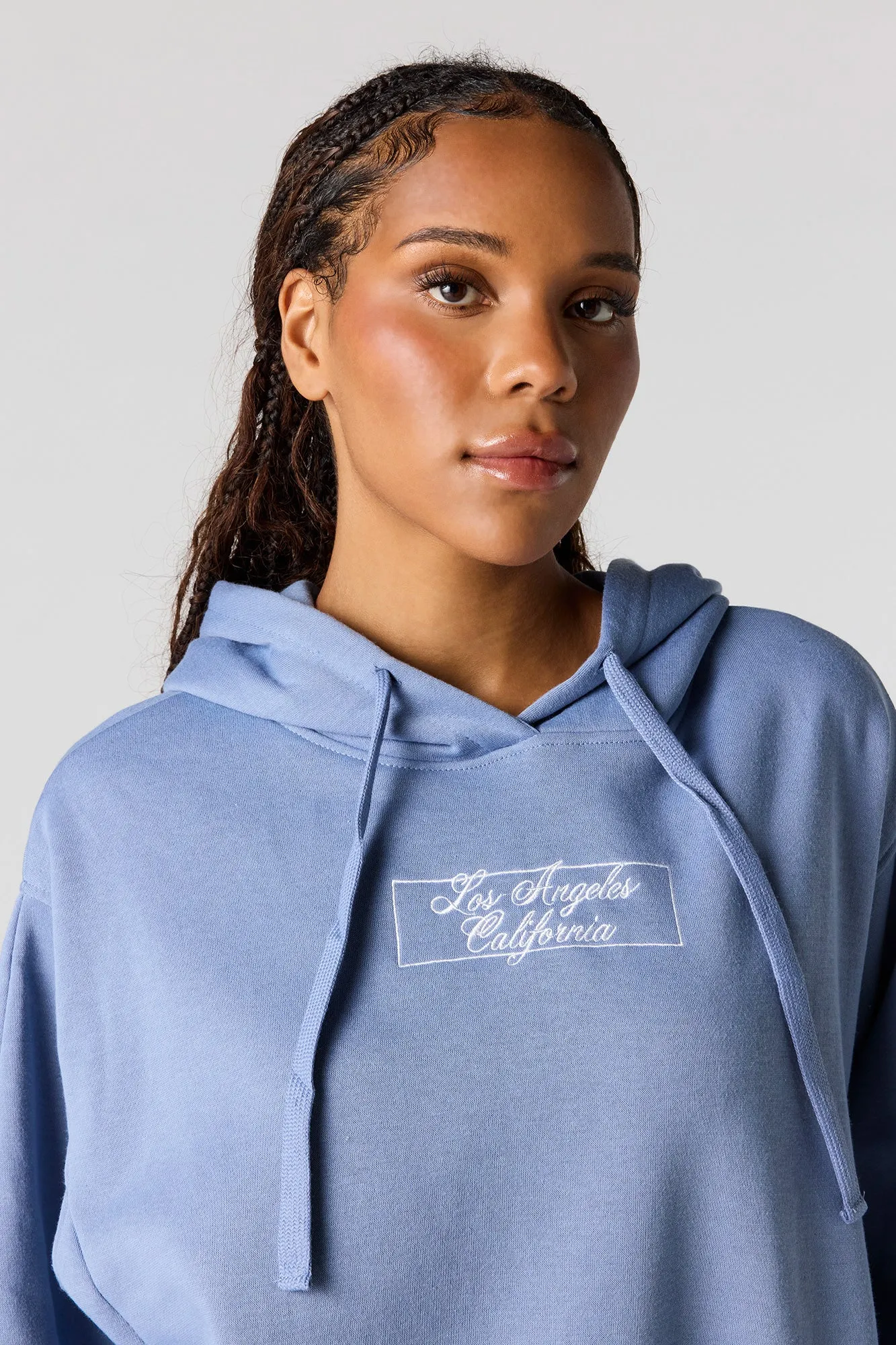 LA Embroidered Fleece Boxy Hoodie sold by Urban Planet product image thumbnail 4