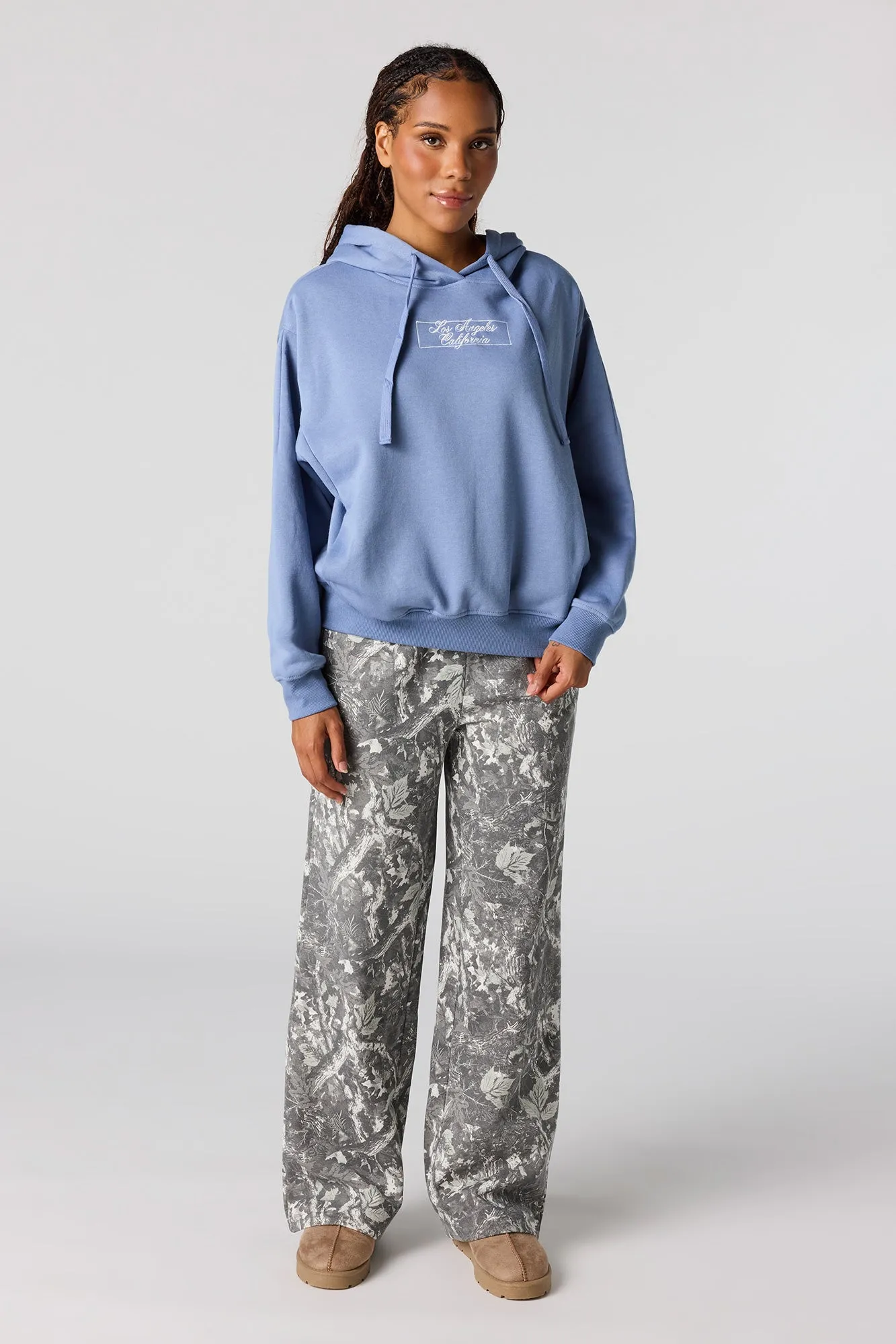 LA Embroidered Fleece Boxy Hoodie sold by Urban Planet product image thumbnail 3