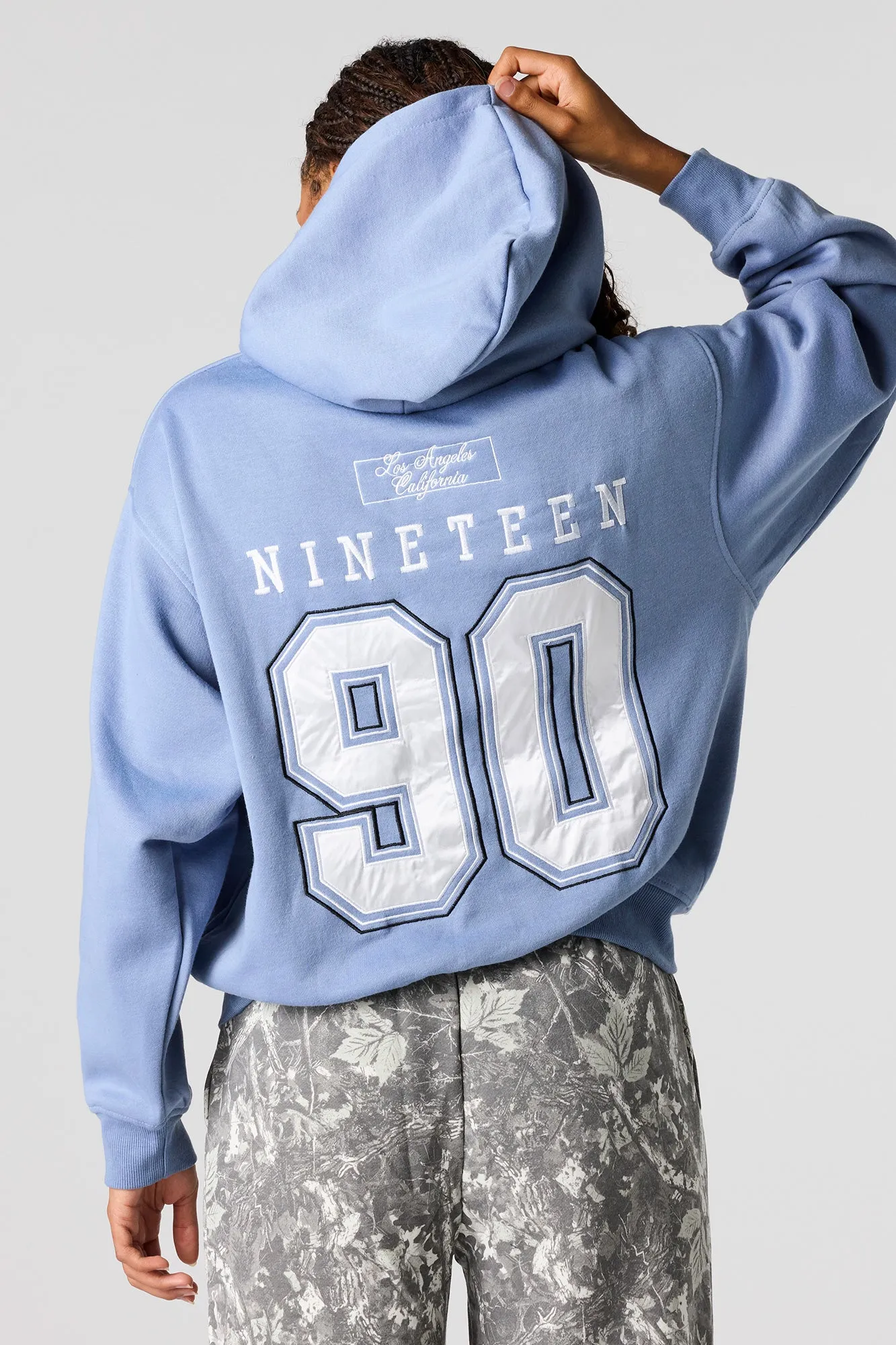 LA Embroidered Fleece Boxy Hoodie sold by Urban Planet