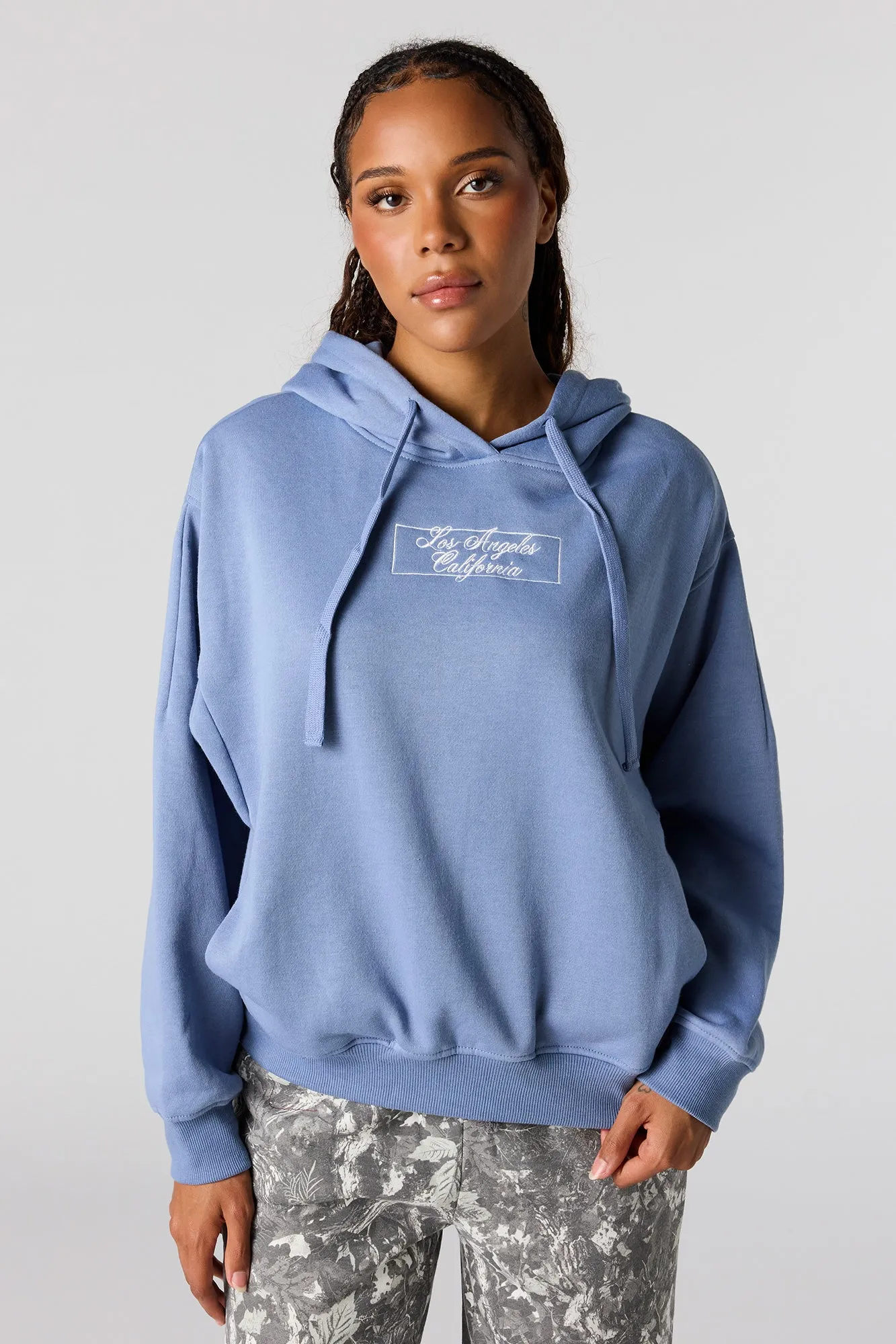 LA Embroidered Fleece Boxy Hoodie sold by Urban Planet product image thumbnail 2