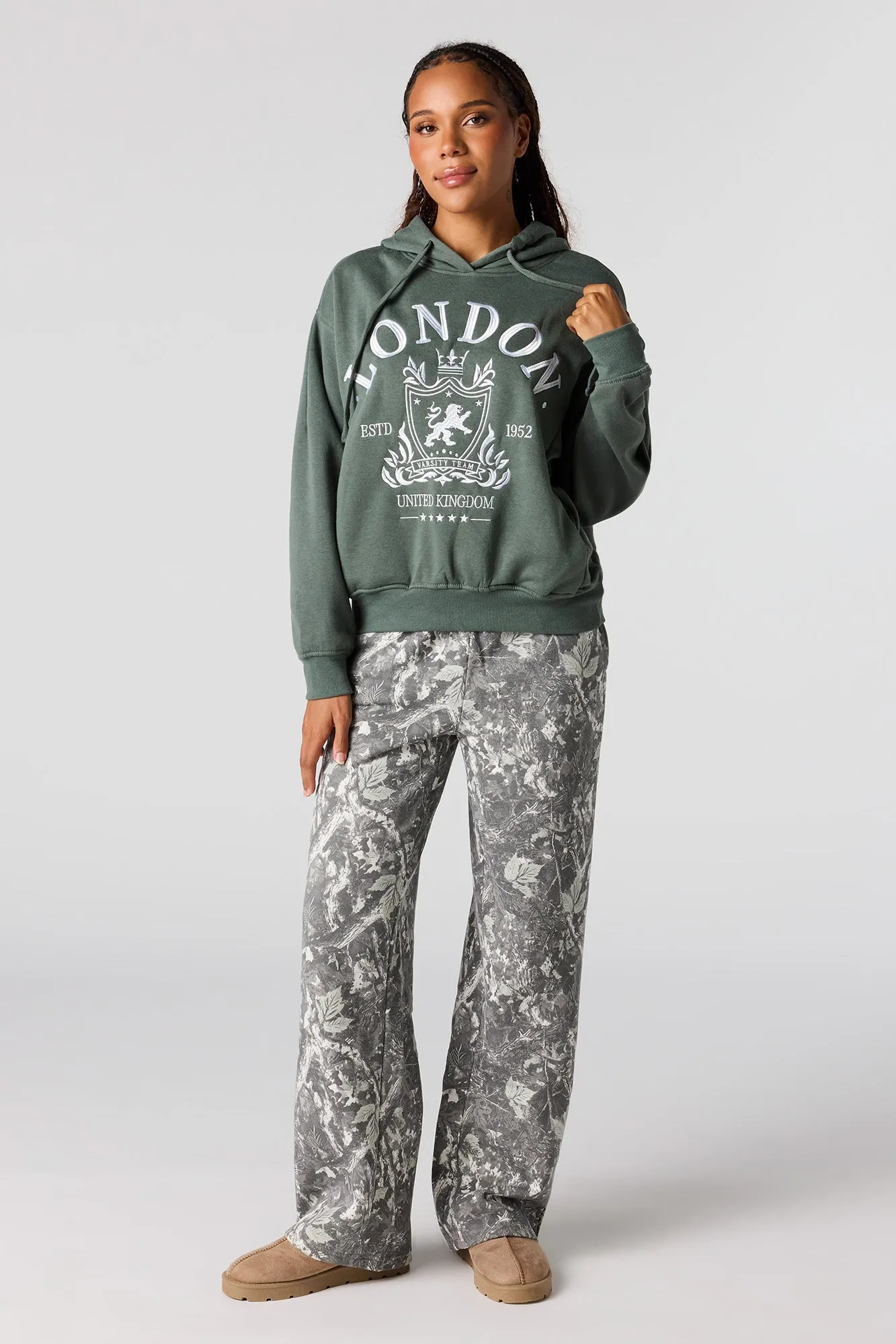 London Embroidered Fleece Boxy Hoodie sold by Urban Planet product image thumbnail 3