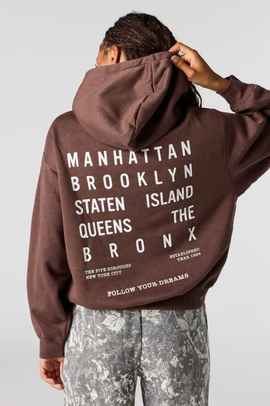 NY HD Print Fleece Boxy Hoodie sold by Urban Planet