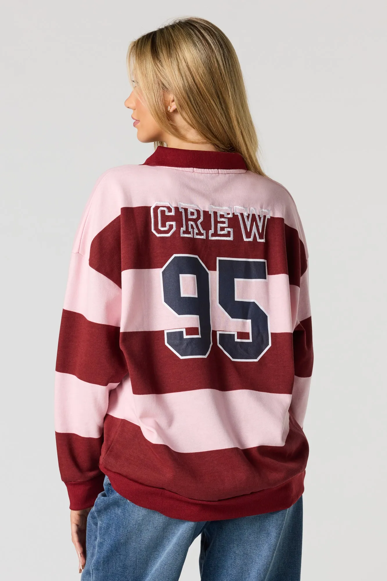 Rugby Embroidered Long Sleeve Fleece Polo sold by Urban Planet product image thumbnail 5