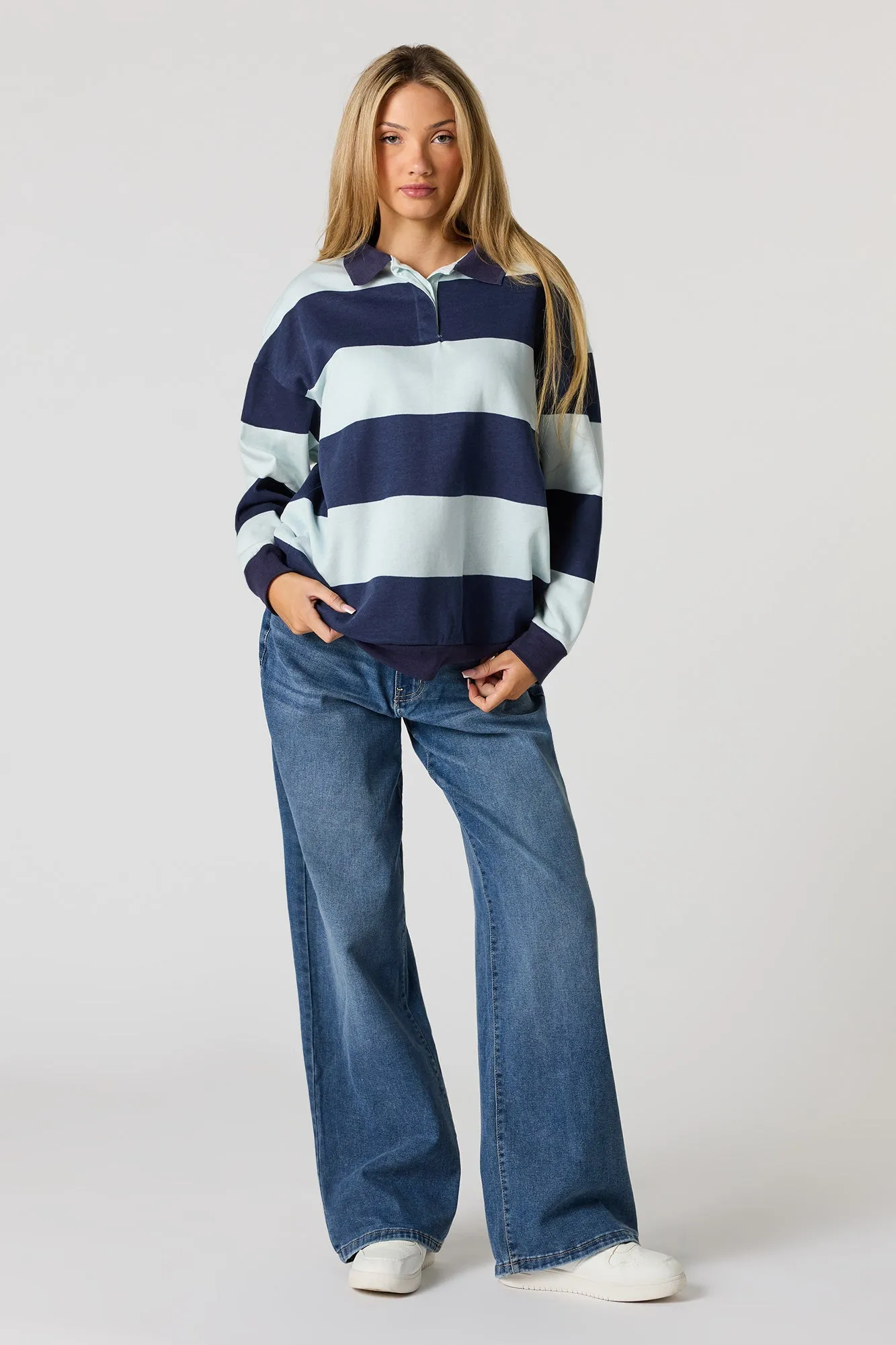 Polo en molleton à manches longues avec motif brodé Rugby sold by Urban Planet product image thumbnail 3