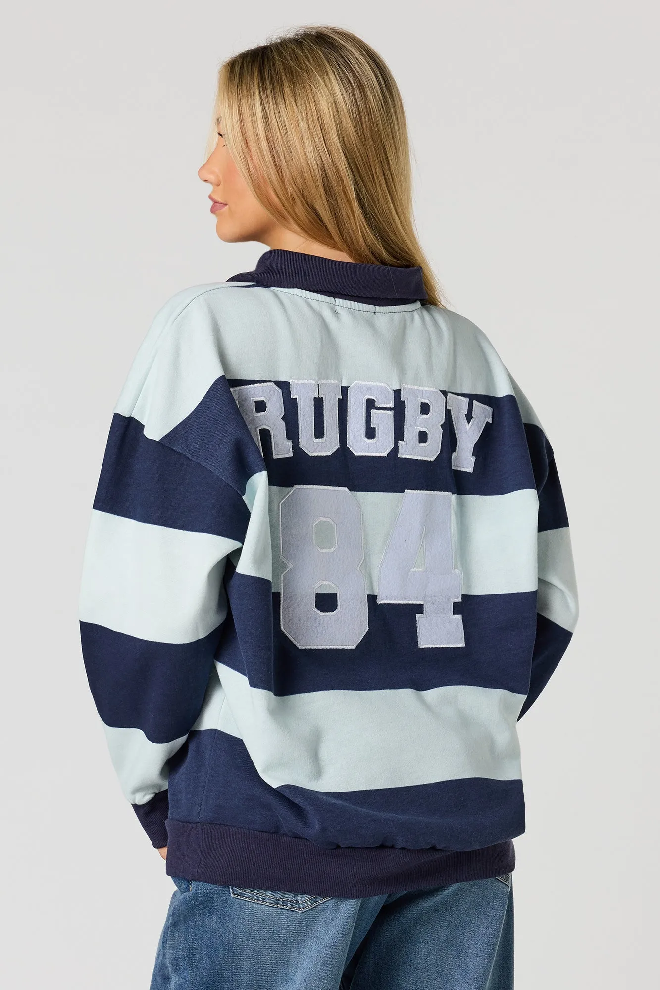 Polo en molleton à manches longues avec motif brodé Rugby sold by Urban Planet product image thumbnail 2