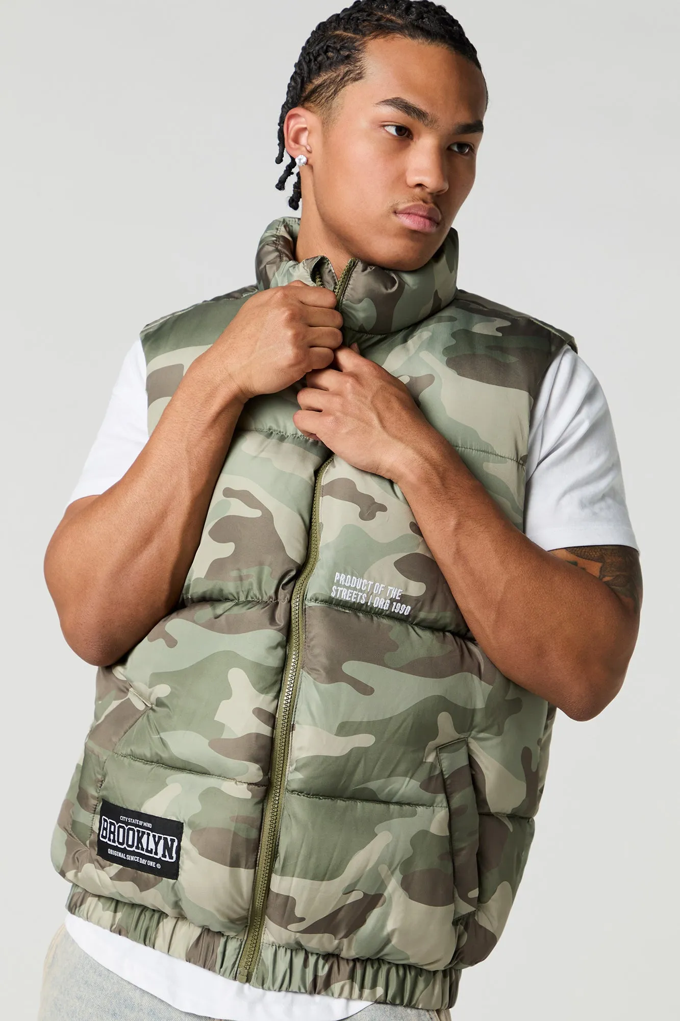 City Chenille Embroidered Puffer Vest sold by Urban Planet product image thumbnail 2