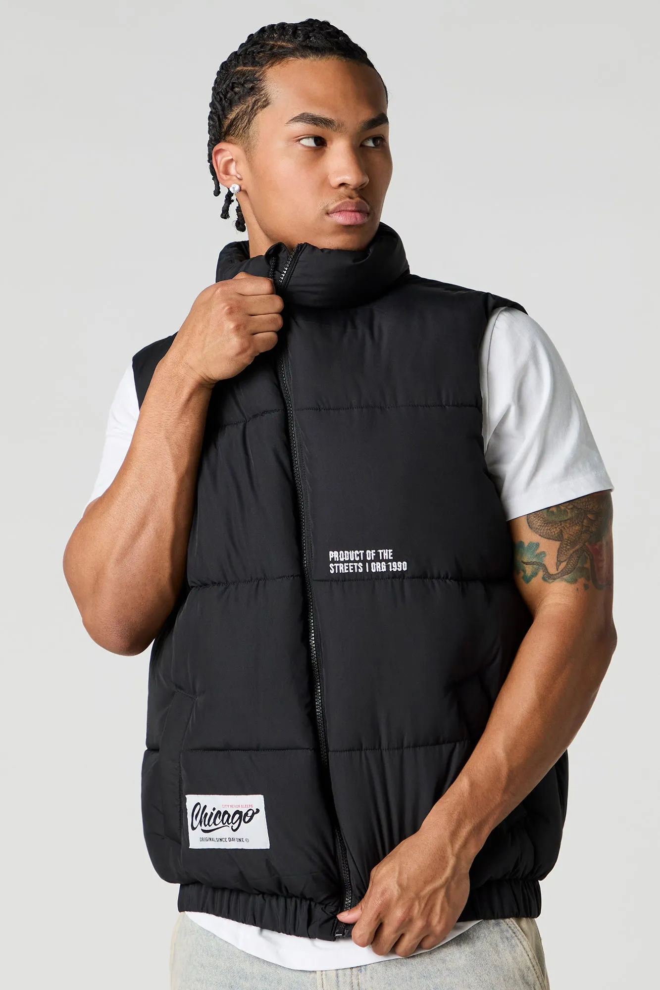 City Chenille Embroidered Puffer Vest sold by Urban Planet product image thumbnail 5