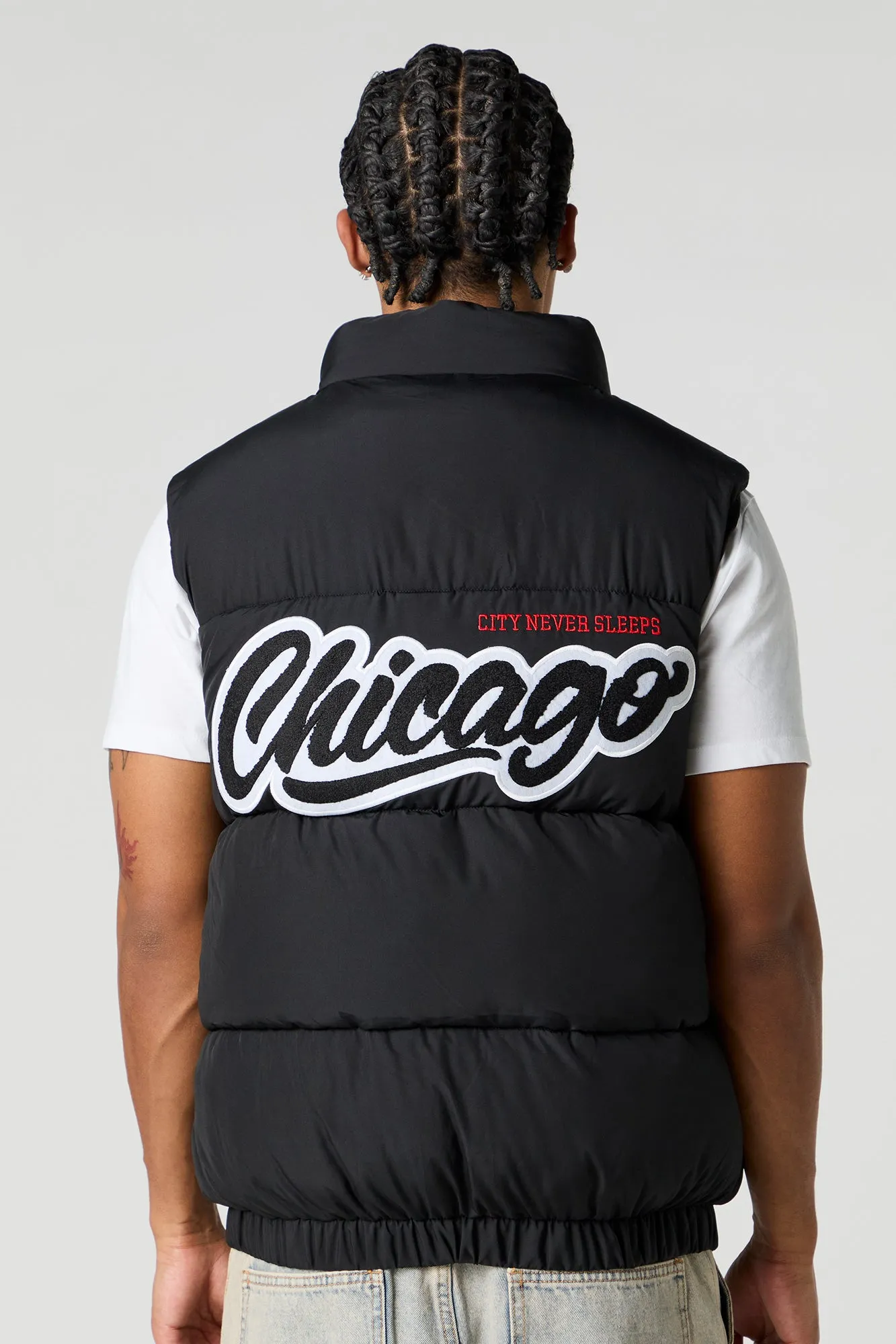 Gilet matelassé à broderie en chenille City sold by Urban Planet product image thumbnail 3