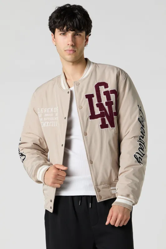 Blouson aviateur de style universitaire avec motif brodé en chenille made by Urban Planet