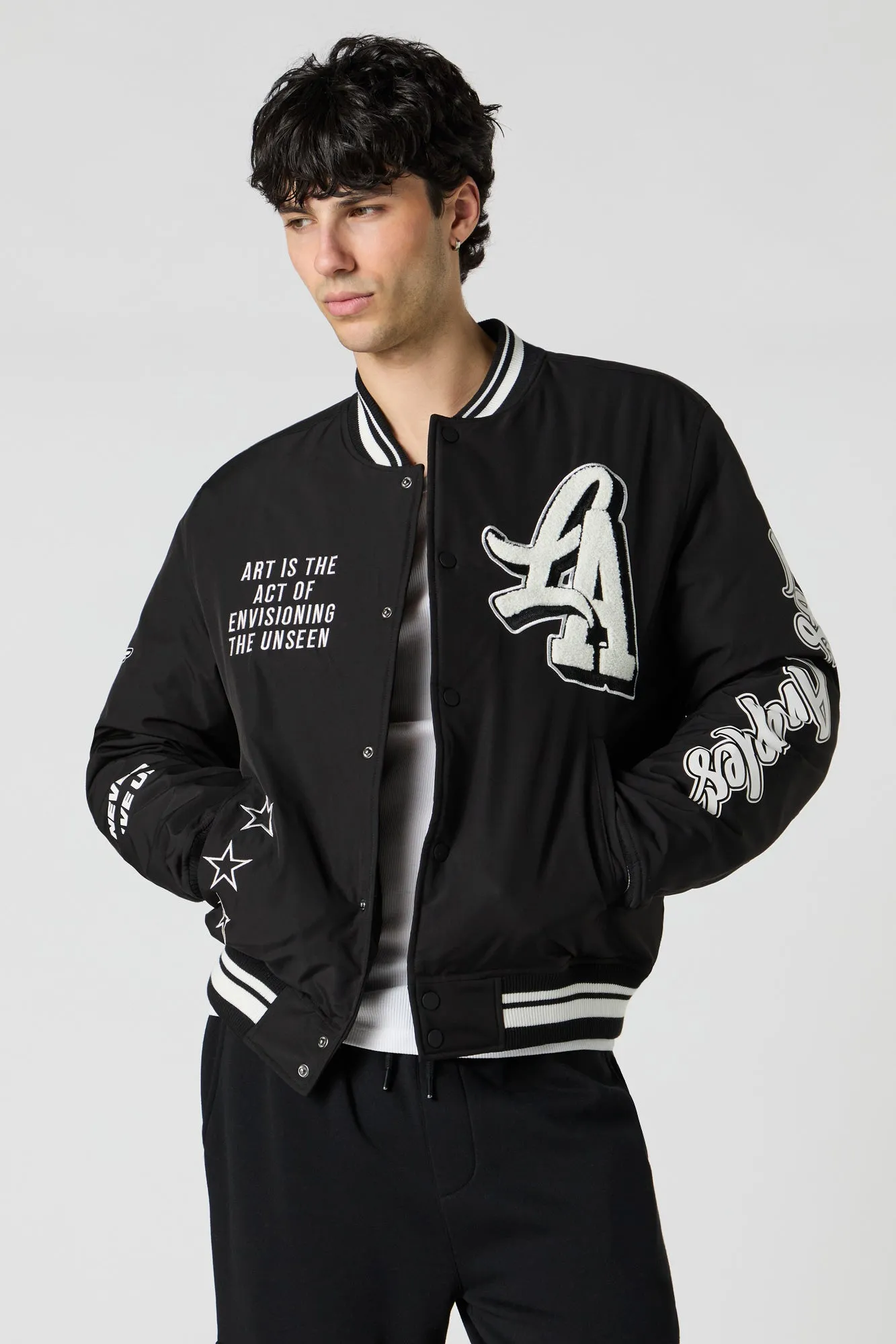 Blouson aviateur de style universitaire avec motif brodé en chenille sold by Urban Planet product image thumbnail 2