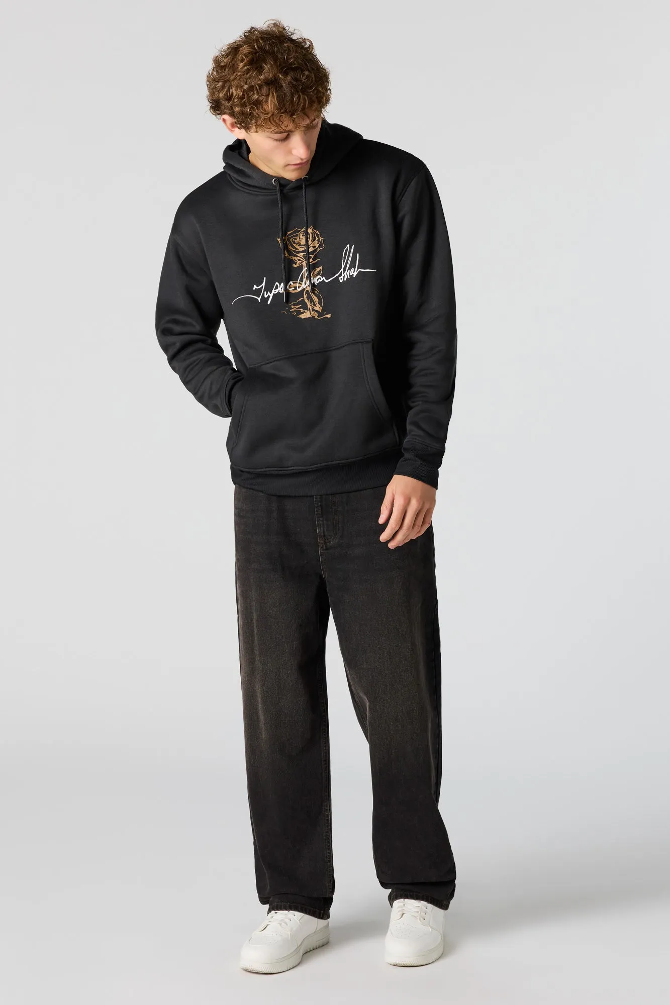 Tupac Rose Graphic Fleece Hoodie sold by Urban Planet product image thumbnail 3