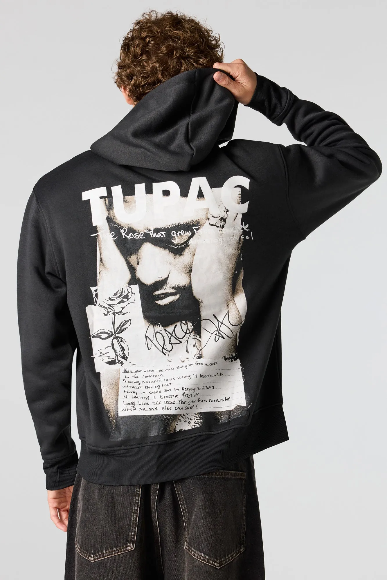 Tupac Rose Graphic Fleece Hoodie sold by Urban Planet