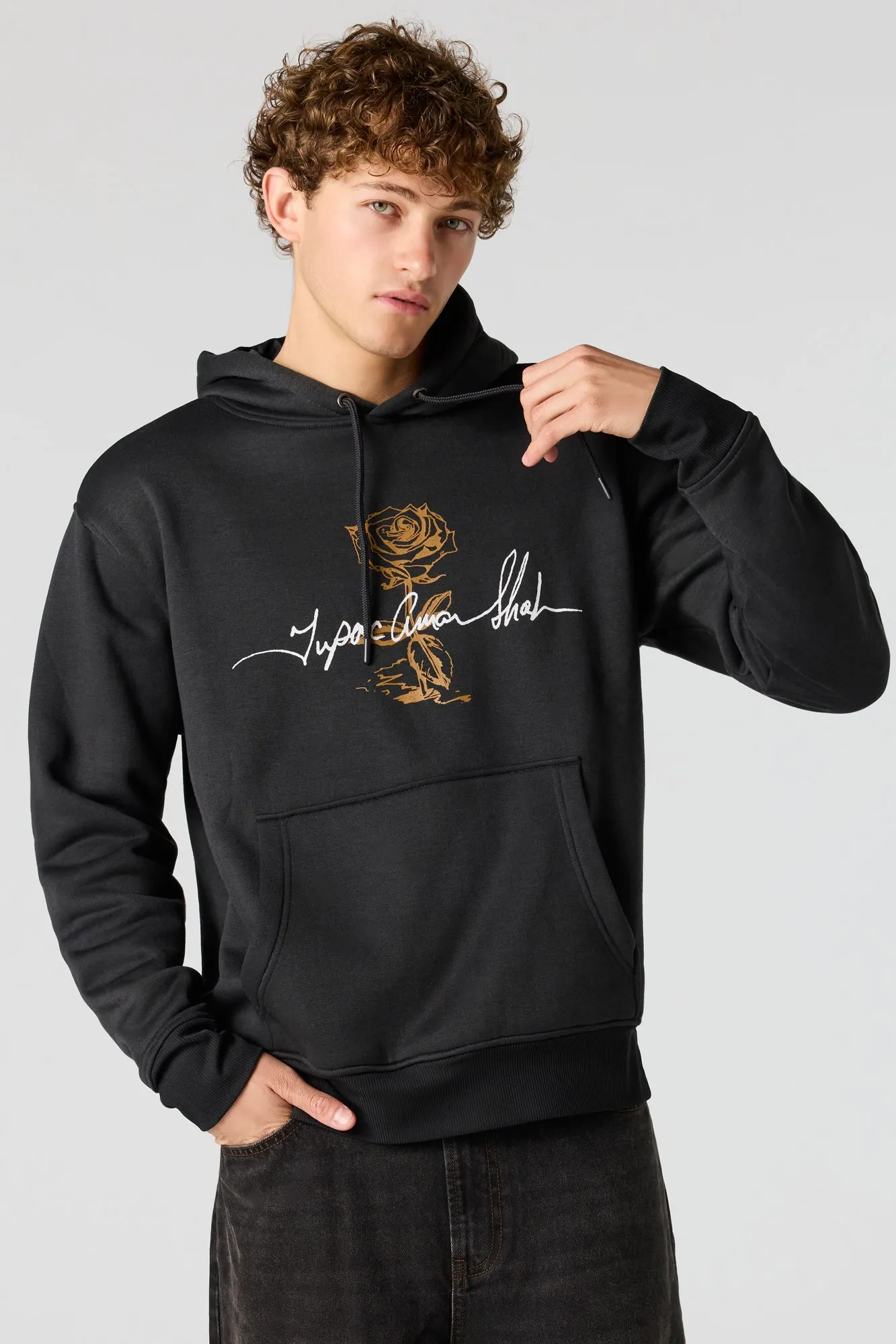 Tupac Rose Graphic Fleece Hoodie sold by Urban Planet product image thumbnail 2