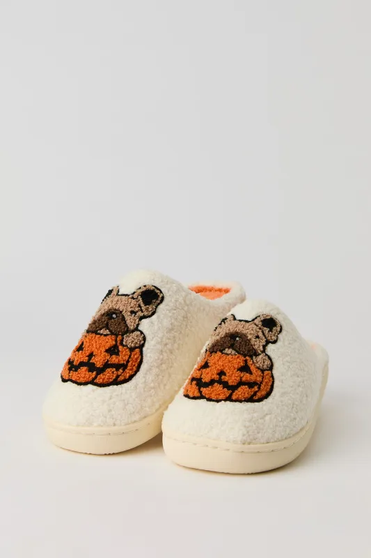 Halloween Frenchie Sherpa Slippers sold by Urban Planet
