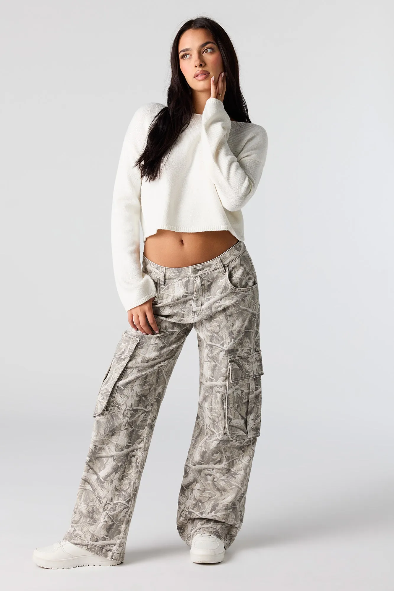 Denim Wide Leg Cargo Pant sold by Urban Planet