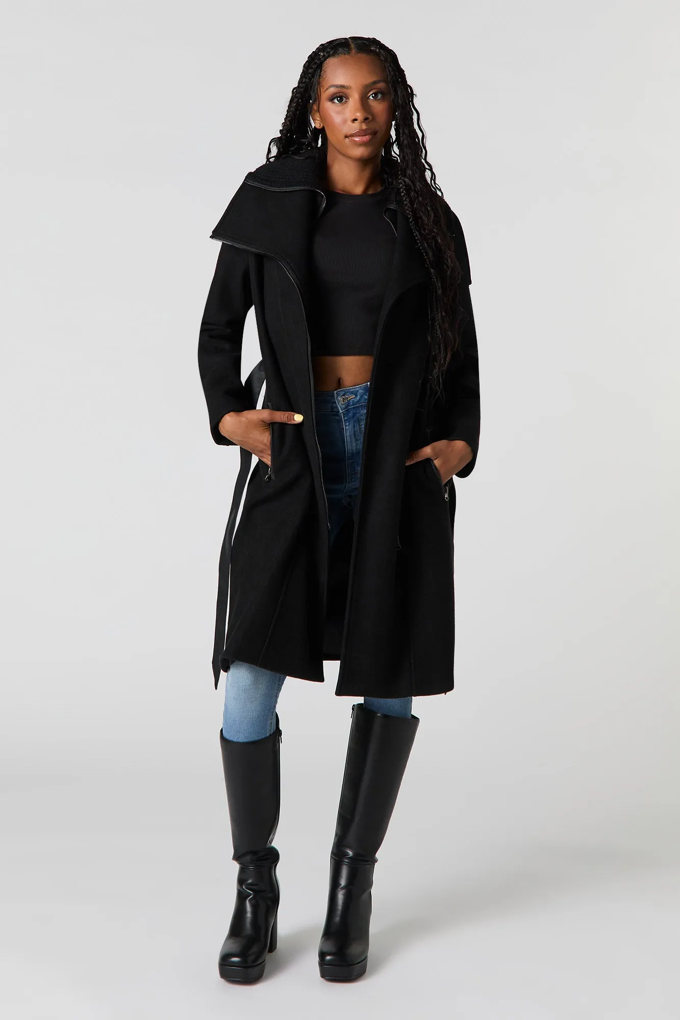 Double Collared Belted Jacket sold by Urban Planet product image thumbnail 4