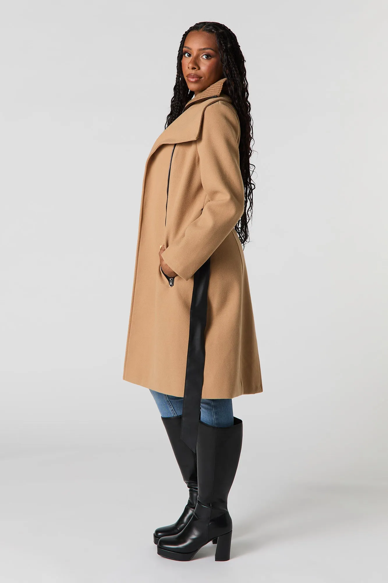 Double Collared Belted Jacket sold by Urban Planet product image thumbnail 2