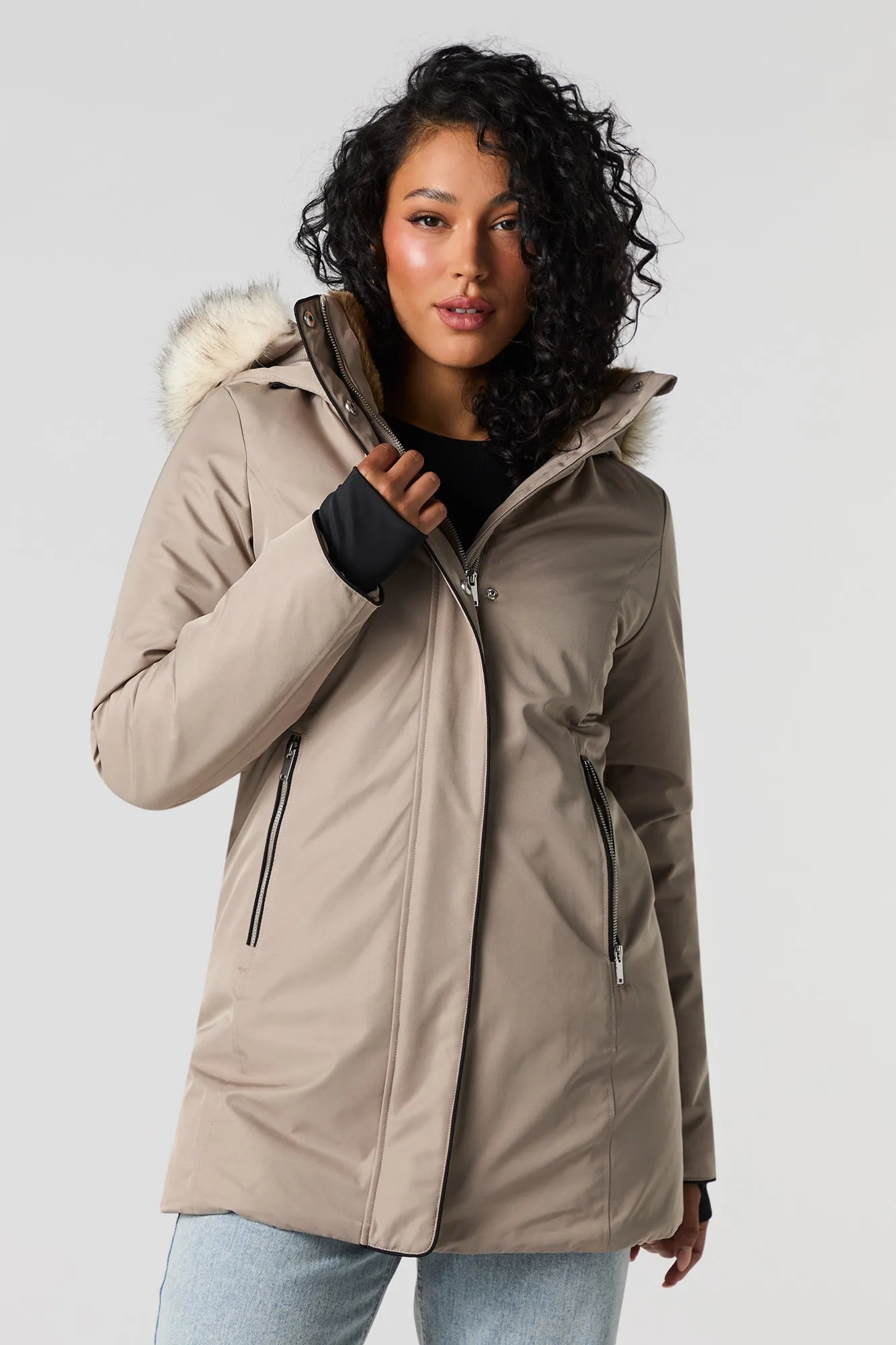 Detachable Faux-Fur Hooded Parka sold by Urban Planet