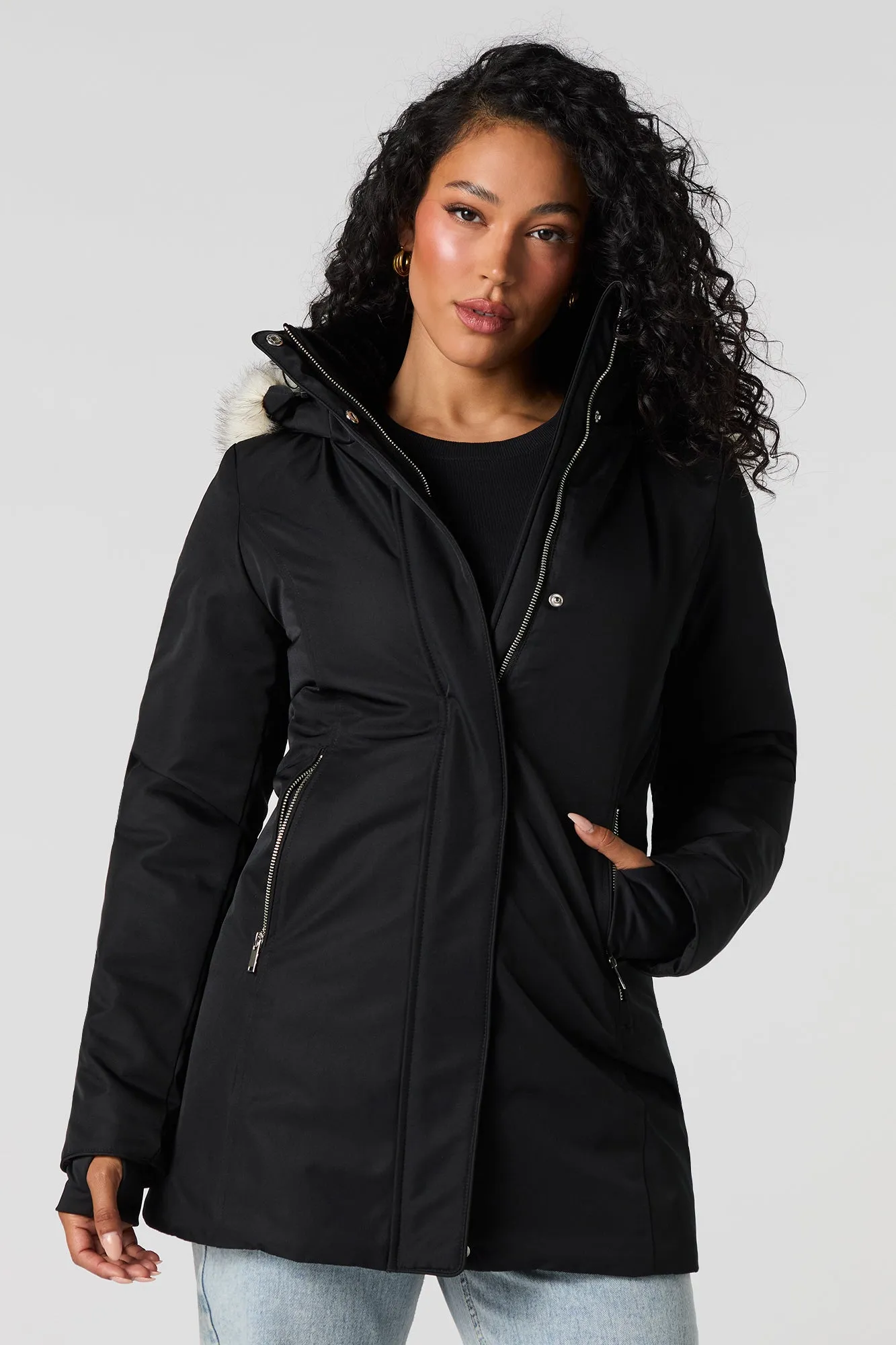 Detachable Faux-Fur Hooded Parka sold by Urban Planet product image thumbnail 5