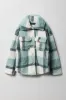 Girls Plaid Sherpa Shacket sold by Urban Planet