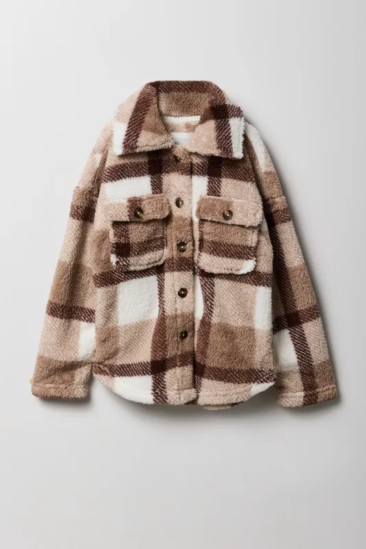 Surchemise en sherpa à carreaux pour filles sold by Urban Planet