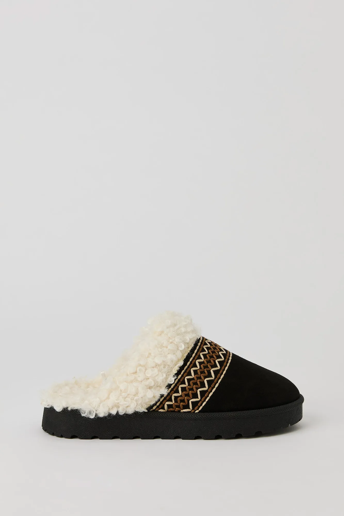 Embroidered Faux Fur Collared Slipper Booties sold by Urban Planet product image thumbnail 5