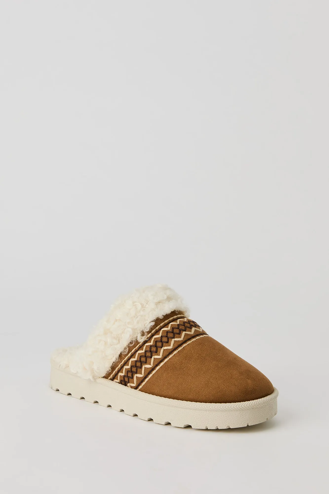 Embroidered Faux Fur Collared Slipper Booties sold by Urban Planet product image thumbnail 2