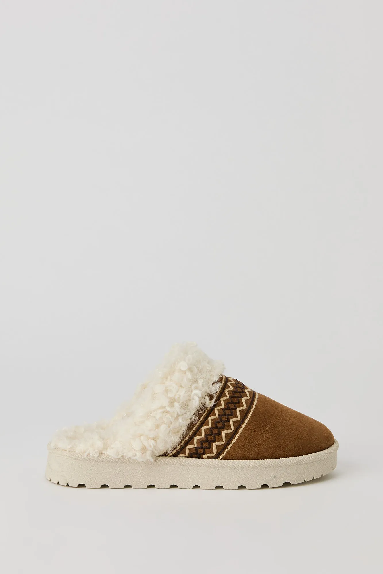 Embroidered Faux Fur Collared Slipper Booties sold by Urban Planet