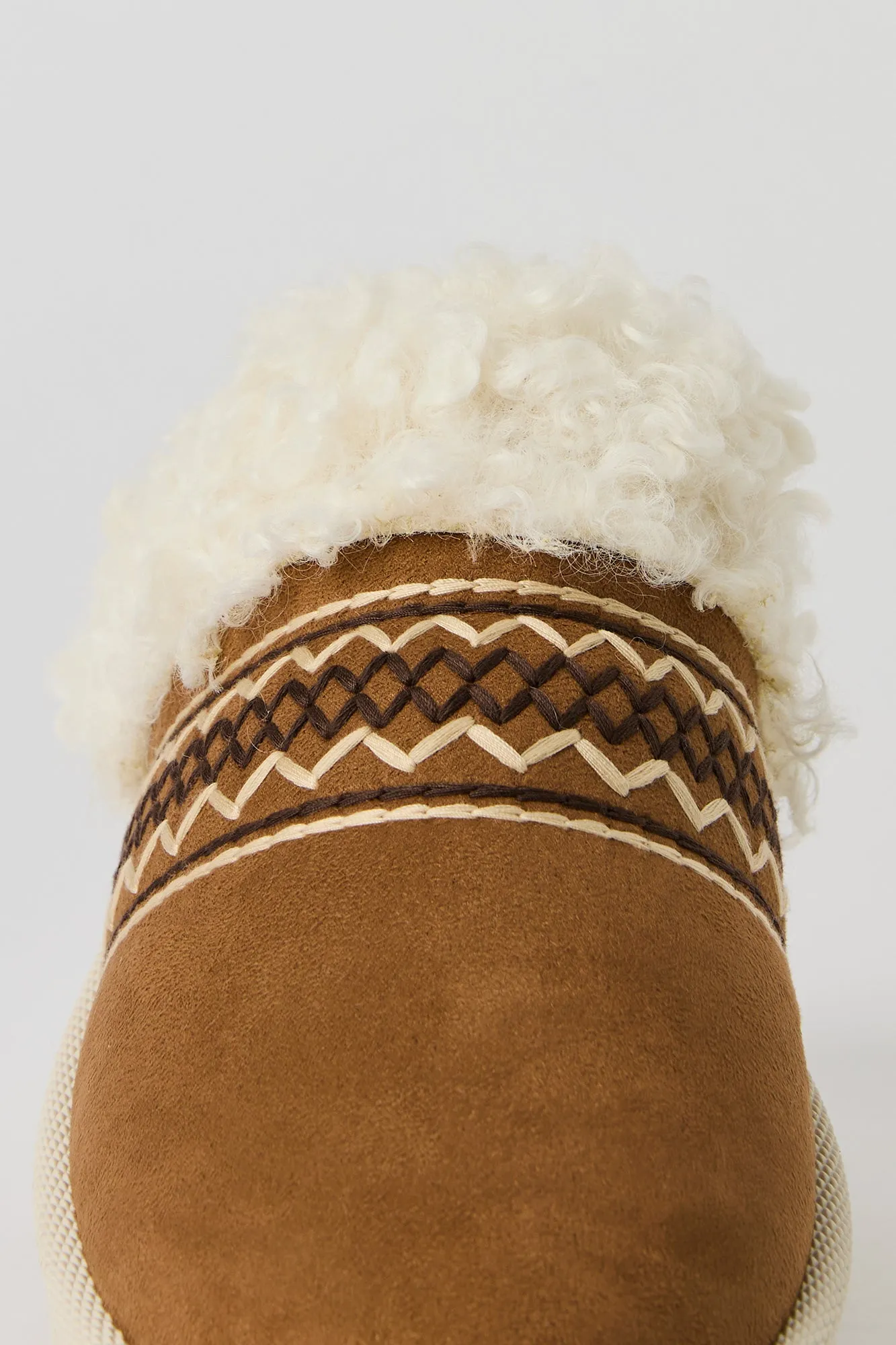 Embroidered Faux Fur Collared Slipper Booties sold by Urban Planet product image thumbnail 4