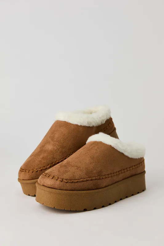 Faux-Fur Collared Platform Booties sold by Urban Planet