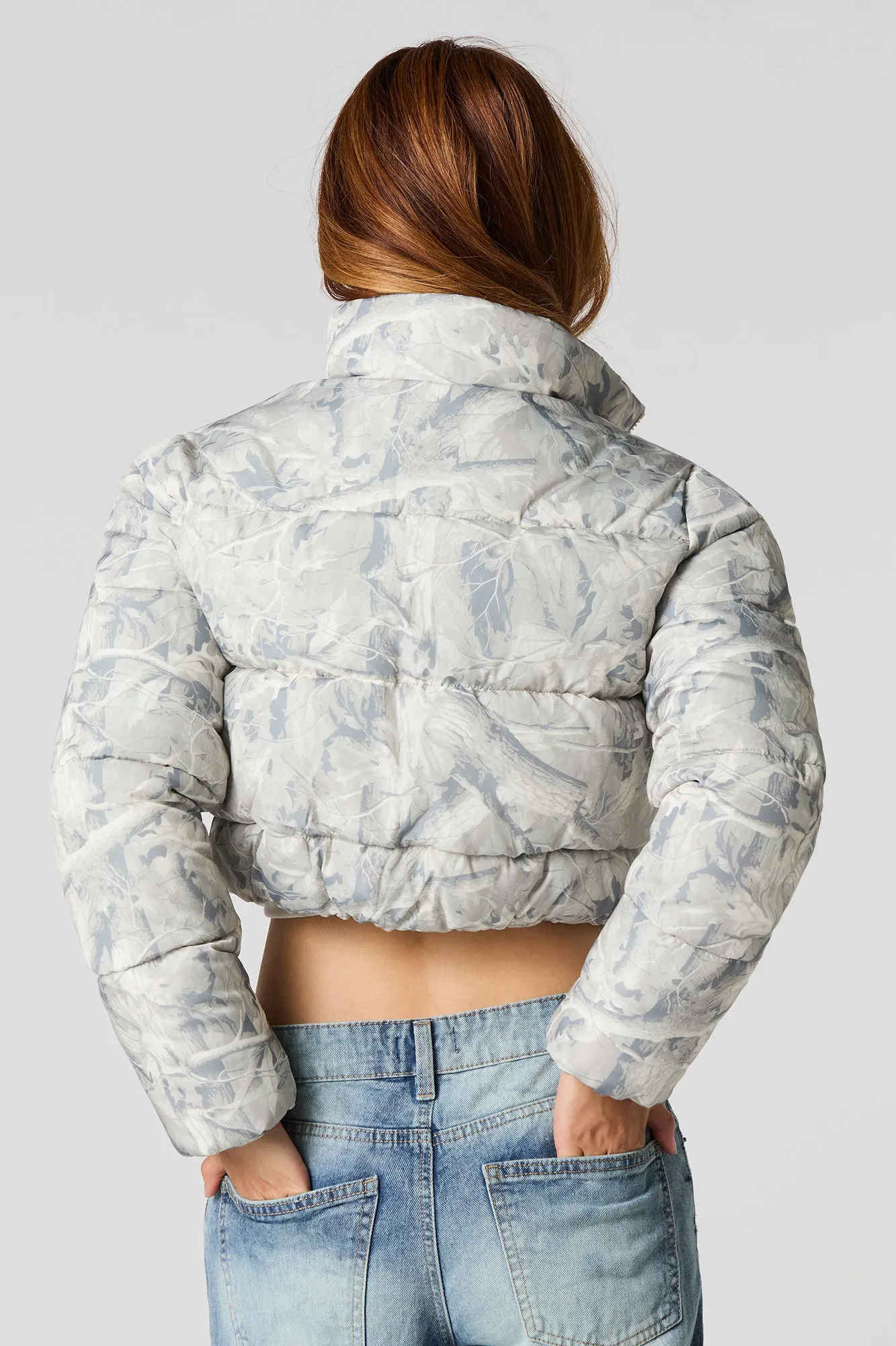 Camo Printed Cropped Puffer Jacket sold by Urban Planet product image thumbnail 2