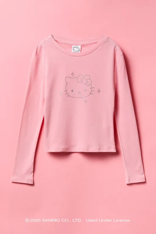 Haut à manches longues avec imprimé Hello Kitty® et pierres du Rhin pour fille sold by Urban Planet