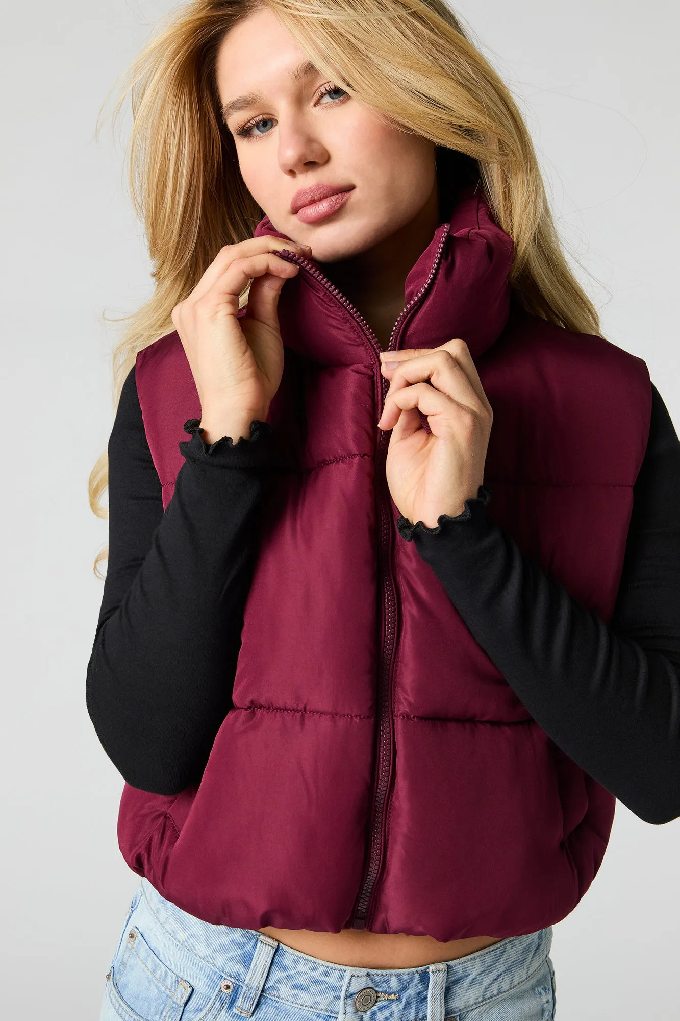 Mock Neck Puffer Vest sold by Urban Planet