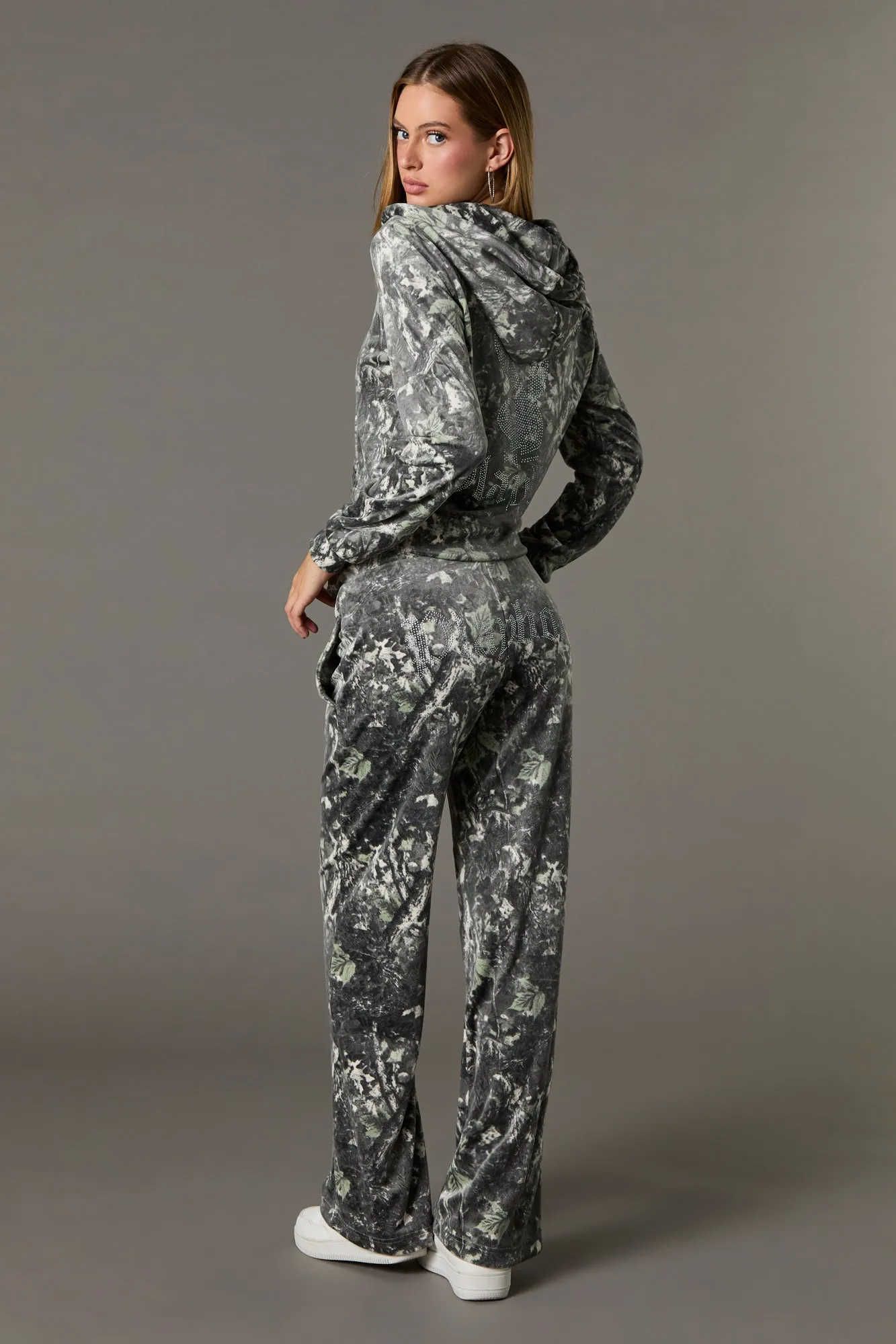 Playboy Rhinestone Velour Wide Leg Pant sold by Urban Planet product image thumbnail 3