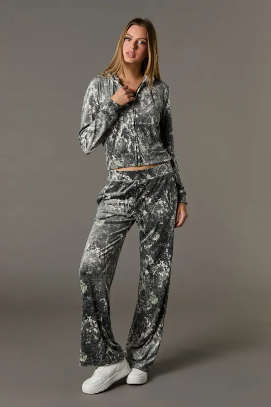 Pantalon à jambe large en velours avec Playboy en pierres du Rhin sold by Urban Planet